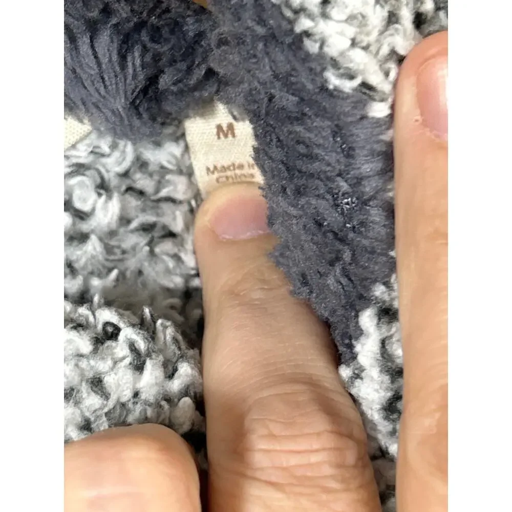 Soft Surroundings Sweatshirt Medium Gray Fuzzy Teddy Bear 1/4 Zip Pockets Cozy - Picture 8 of 11